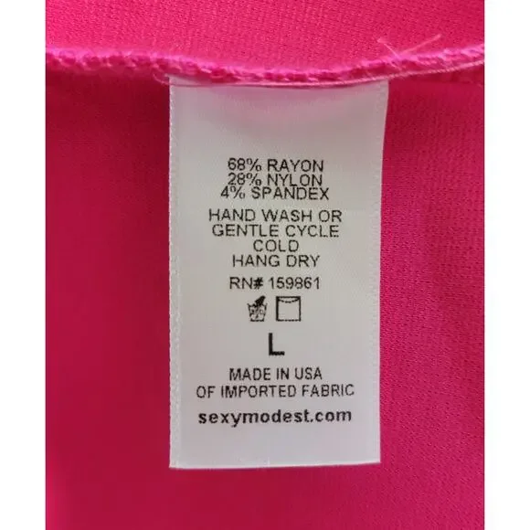 🗽 Brigitte Brianna New York Dress Women L Fuchsia Modest Midi– Made in USA Chic - Picture 16 of 16
